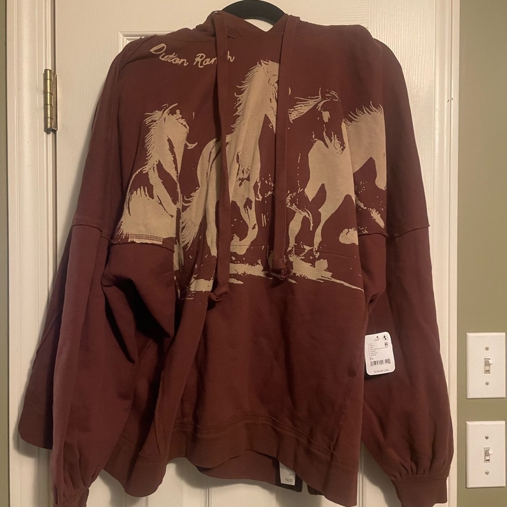 Free People x Yellowstone We Hoodie XS Color: Ranch Brown Graphic Combo NWT - Picture 5 of 7